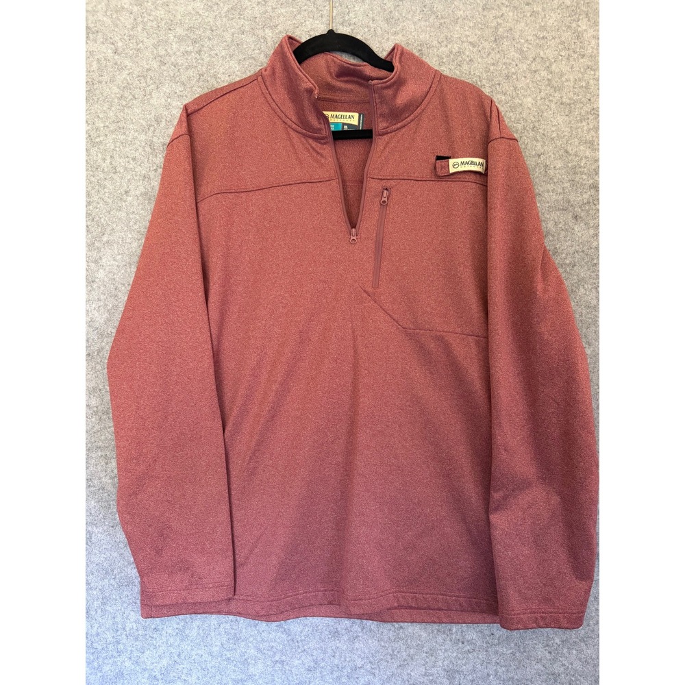 Magellan Outdoors Fish Gear Mens XL Quarter Zip Pullover Rust Orange Fishing Top